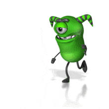 This animation shows a monster character running then trip and fall down.