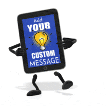 This custom design animation shows a tablet character dancing excited pointing at its screen and then gives a thumbs up approval.&lt;br&gt;&lt;br&gt;You can customize this animation by adding your own text and images using our online customizer.