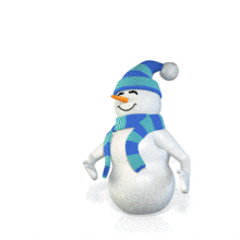 This animation shows a snowman bounding along in a skipping fashion. 