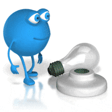 This animation shows round the round character screwing in a light bulb to a socket which illuminates it.  This PowerPoint animation could be added to your presentation next to something you would like bring to light.