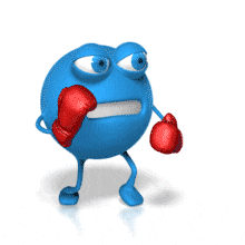 This animation shows Roundy the round character doing the boxers dance ready to fight.