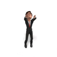 A businessman tries continuously to reach for something above.