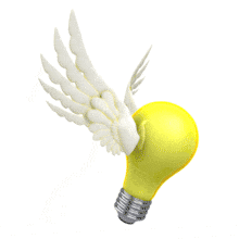 In this animation a light bulb from the slide flying with wings.  Add this animation to your presentation slide to call attention to an innovative idea or thought.