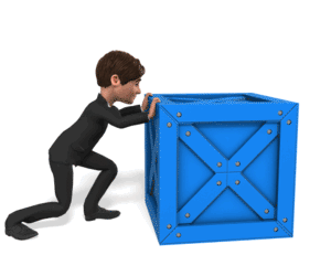 Animated gif sample: Businessman Push Crate Lean