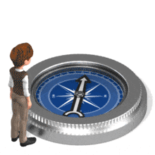 &lt;p&gt;A businessman steps up onto a compass and points giving the swinging arrow direction.&lt;/p&gt;