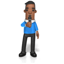 An character animation of a guy talking into a microphone.  Use this in your presentations to place along side of some dialogue to draw the audiences attention to the text area.