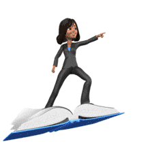 In this &lt;strong&gt;flying on book animation&lt;/strong&gt; the character Talia is standing pointing forward while riding on an open book that is flying.  This animated clip art could be added to a presentation to illustrate discovery through reading.  Using an animated element like this flying on book animation, can help keep your audiences attenting focused on your presentation and message.