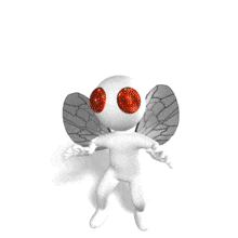 A stickman combined with an insect looks around and tries to fly.