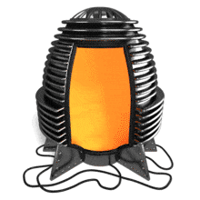 A teleportation chamber glows brighter and darker repeatedly.