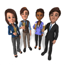 A team of business people celebrate by raising a glass of champagne.