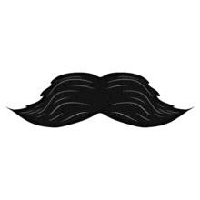 This animation shows a mans mustache wiggling.  