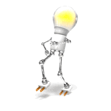 An LED light-bulb character jogs confidently.