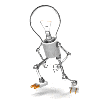 A incandescent light-bulb character struggles to jog.