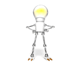 An LED light-bulb character gives a thumbs up, then holds out a sign with your custom design.