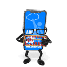 A smartphone with glasses and an abacus gives a thumbs up revealing your custom message.