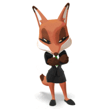 A business fox expresses frustration.