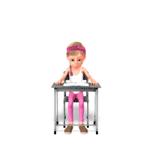 A girl goes through his daily cycle, including sleeping, eating, and learning.