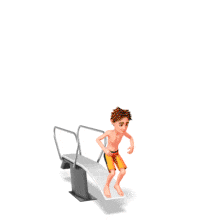Young Man Diving Board