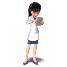 Doctor Kim using a tablet.