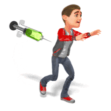 Man Run From Syringe