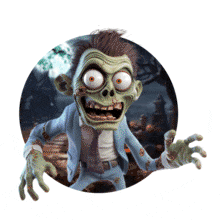 Spooky &#039;Business Graveyard Zombie&#039; Animation for PowerPoint: A bulging-eyed zombie emerges from a graveyard in this Halloween animation.