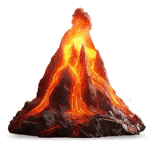 Enhance presentations with the captivating &#039;Volcano Erupting Animation&#039; - a dynamic clipart showcasing molten lava cascading down a fiery volcano!