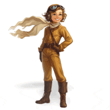 Amelia Earhart with an animated Flowing Scarf - A historical caricature.