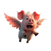 Download this animated flying pig clipart to visually display a concept of making the impossible possible.  Insert into presentations / media designs.