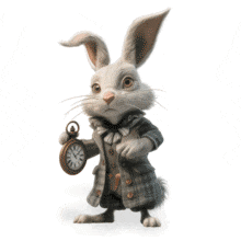 Download this animated clipart of a rabbit checking a timepiece. A visual aid to show the Importance of punctuality and having patience.