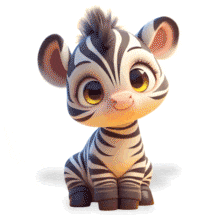 The Cute Zebra Animation - Playful and Whimsical - A baby zebra with big adorable eyes and a soft huggable body.