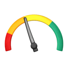 Download this gauge animation, symbolizing the need to monitor and optimize performance as it operates above average but not at full capacity.