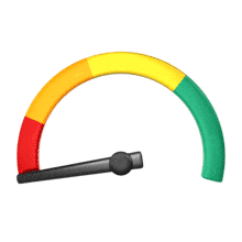 Download this needle-in-red-zone animation, symbolizing a critical warning level, urging immediate action before a situation worsens.