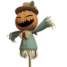 Download this animated scarecrow, blending protection with hospitality as it waves, symbolizing both guardianship and a warm welcome.