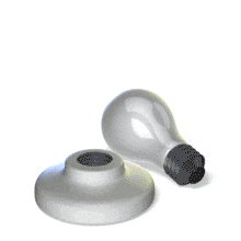 Download this animated clipart representing the spark of innovation as a light bulb illuminates, capturing the moment of realization.