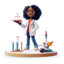 Download this animated clipart that symbolizes curiosity and enthusiasm for learning in science. Perfect for inspiring future female scientists.