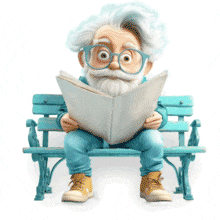 Download this animated clipart of a focused man reading, symbolizing the importance of staying informed and pursuing knowledge.