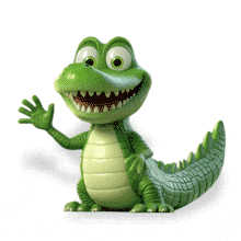 Download this  alligator animation, symbolizing a warm welcome and friendliness, perfect for cheerful greetings.