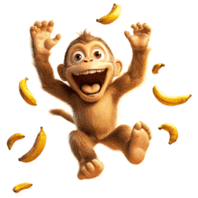 Download this &quot;Monkey Going Bananas&quot; Animation to symbolize excitement and joy in your presentations and media designs.