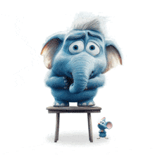 Download this Elephant Scared of Mouse Animation to illustration fear and anxiety.