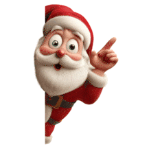 Download animated Santa Claus peeking clipart to add festive charm to PowerPoint or Google Slides. Perfect for holiday presentations and themes.