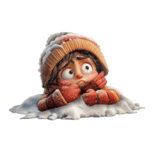 Download athis animated child stuck in snow clipart to add charm and humor to PowerPoint templates and media motion designs.