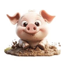 Download this &quot;Happy Pig in the Mud&quot; Animation Showing Playful Innocence