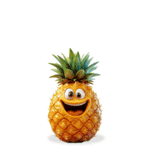 Download this animated happy pineapple clipart to symbolize hospitality, warmth, and health.