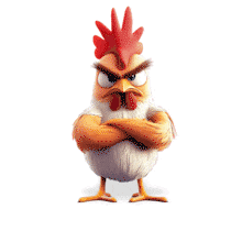 Download a tough animated chicken gif for PowerPoint and Google Slides. Perfect for motivational, leadership, and humorous presentations.