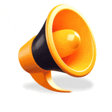 Use this animated megaphone gif to highlight announcements, key points, and calls to action in presentations and marketing materials.