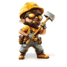 Use this animated construction worker with hammer clipart in PowerPoint or Google Slides to highlight safety, labor, tools, and teamwork.