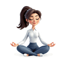 Animated gif of a woman meditating—ideal for workplace wellness, stress relief, and mindfulness presentations in professional settings.