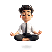 Use this animated meditating man in business attire to promote mindfulness, stress relief, and work-life balance in PowerPoint presentations.