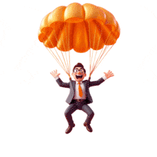 Parachuting Businessman Animation for Risk Management, Exit Strategy, and Team Resilience Presentations