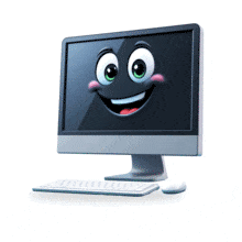 Add this smiling computer animated gif to your slides for fun, friendly tech presentations that highlight positive user experience and stress-free computing.